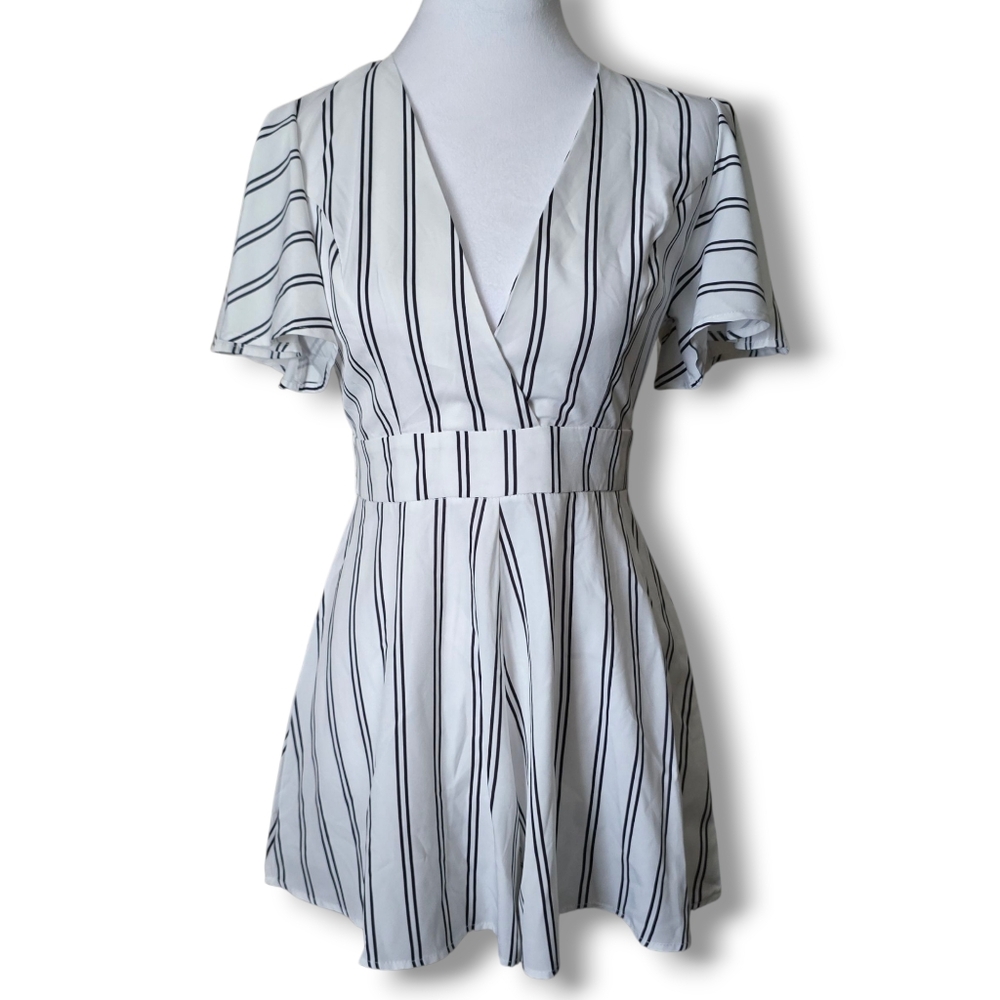Shein Flowy Sleeve Striped Romper - Size XS